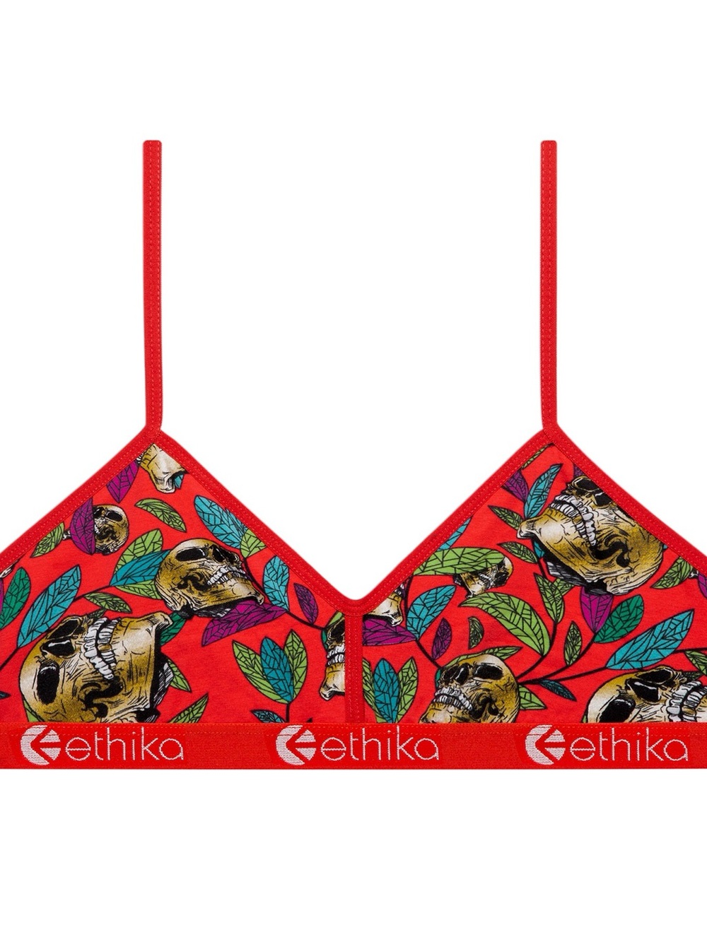 ethika "Drink the Koolaid" Red Skull & Leaf Bralette Size L